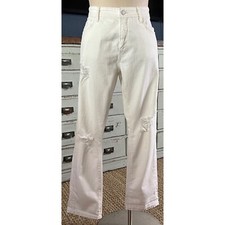 NWT New 138 Anthropologie PilcroBoyfriend Distressed Slim White Jeans Size 32