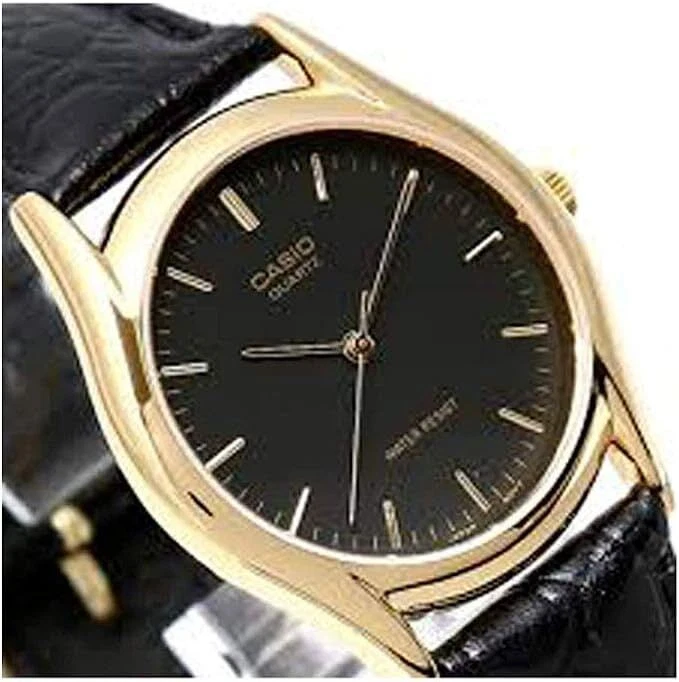 MTP1094Q-1A Men's Casio Black Leather Quartz Fashion Watch | eBay