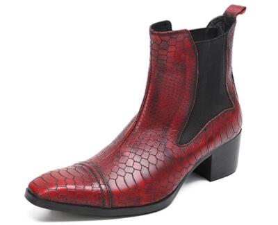 Men's Fashion British Pointy Toe Textured Chelsea boots Party