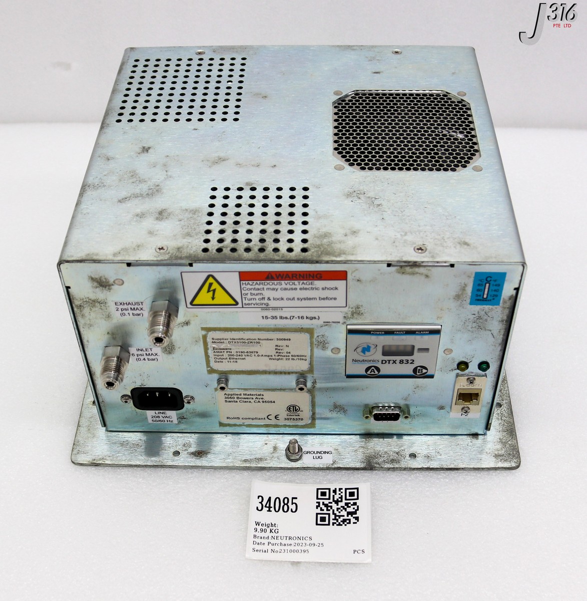 34085 NEUTRONICS GAS ANALYZER BOX, AMAT 0190-53879 (PARTS) DTX3100
