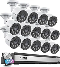 ZOSI 16 Channels 8MP NVR 4MP Bullet PoE IP Smart Human Detect Camera System 4TB