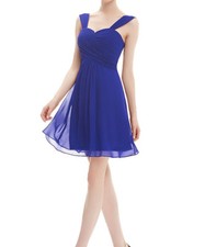 EP Womens Sleeveless Ruched Pleated Padded Chiffon Cocktail Dress Sapphire 12