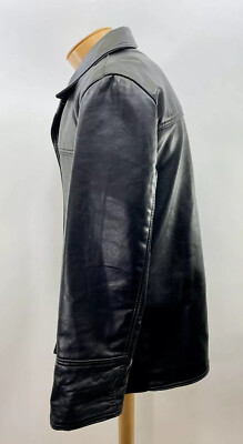 Genuine Garment GG Leather Jacket Coat Black Made In Italy Vintage