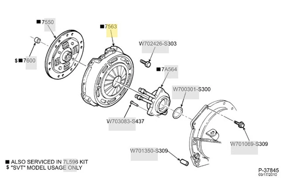 Placa de presión de embrague YS4Z7563RB transmisión de 6 velocidades 2000-2004 Ford Focus 2,0 L diésel Foto 2 de 4