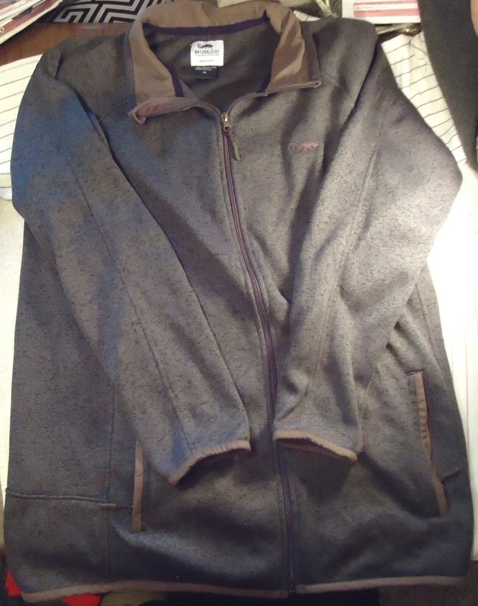 NWOT Sharp NATURAL GEAR Outdoors Full Zip Fleece Jacket Mens Sz. XL Gray Brown