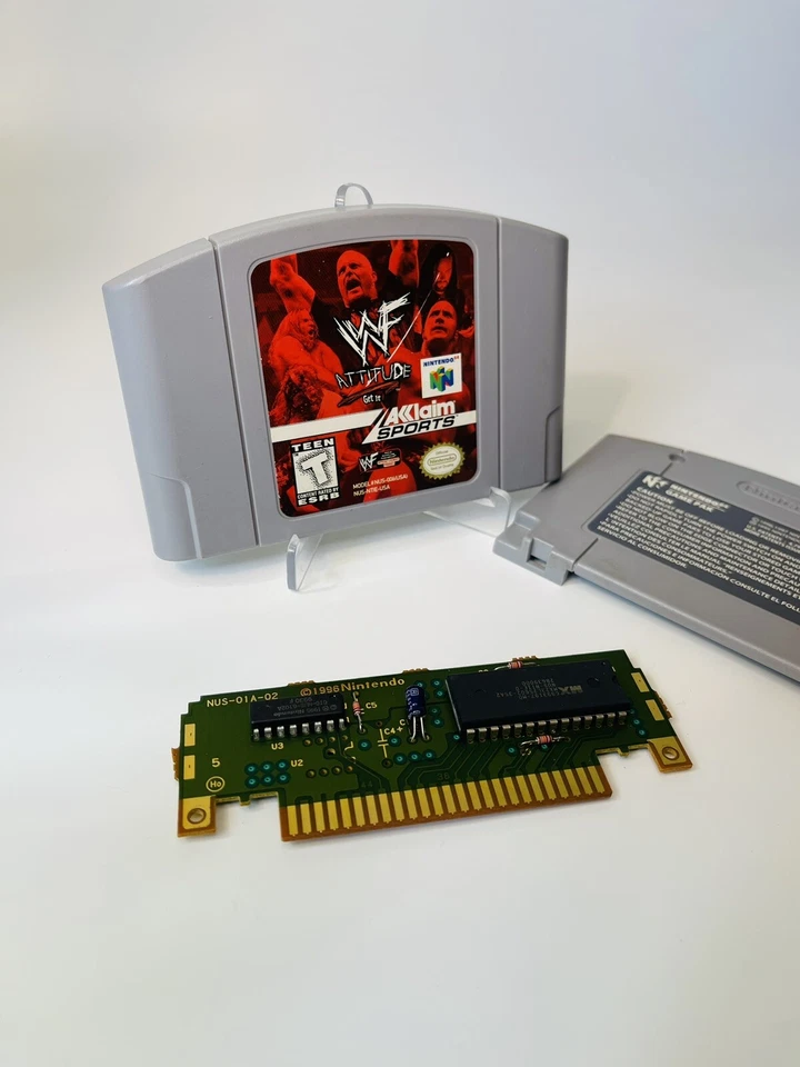 WWF Attitude N64 (Nintendo 64, 1999) AUTHENTIC Cartridge Works Polished Pins!! - Image 2 of 4
