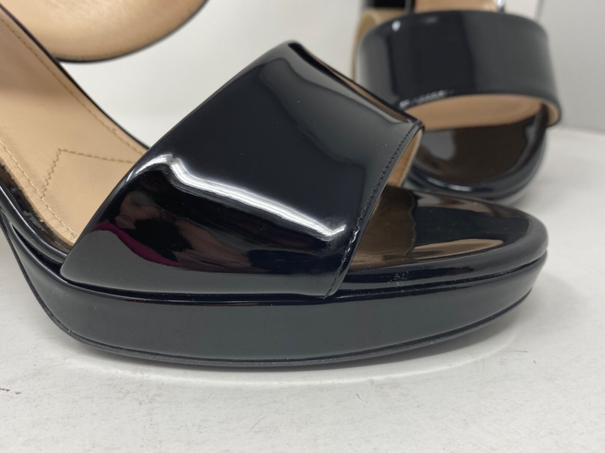 PRADA Slingback Platform Strappy Sandals 95mm Black Patent PRADA Slingback Platform Strappy Sandals 95mm Black Patent