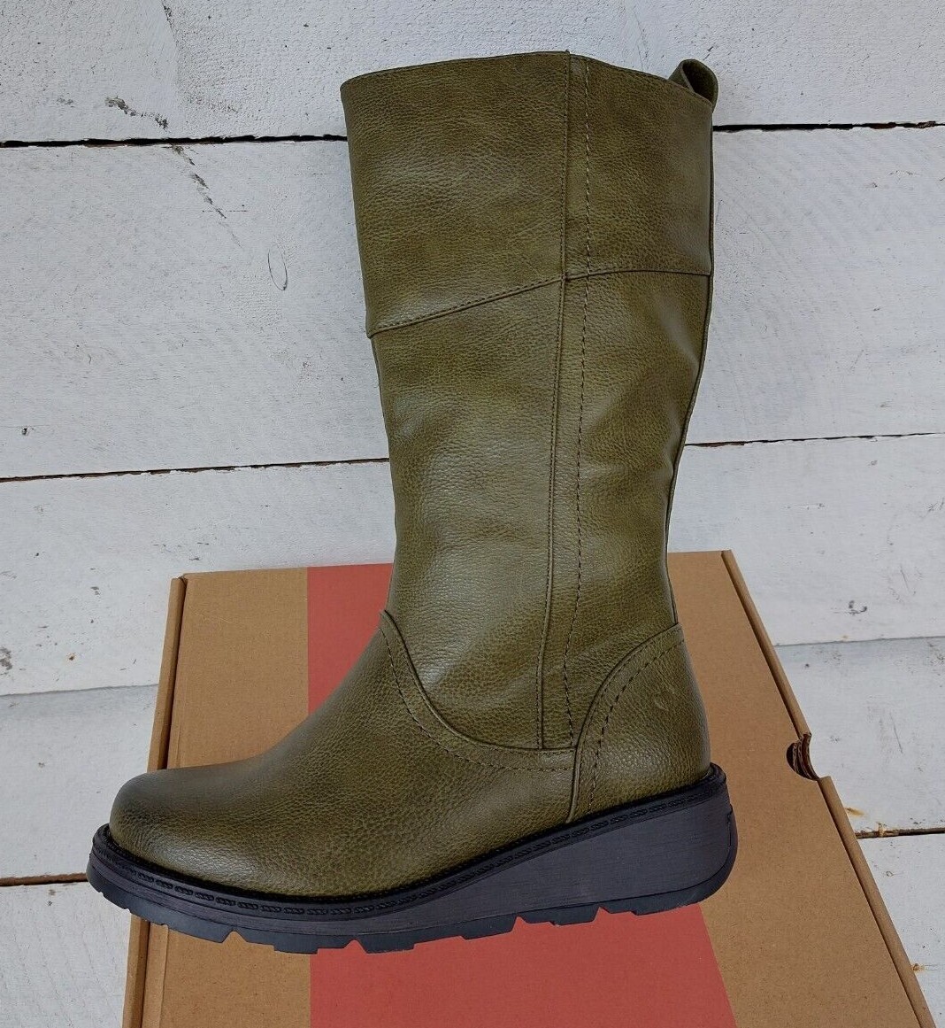Ladies Heavenly Feet Robyn 3 Vegan Friendly Khaki Zip Wedge Boots eBay