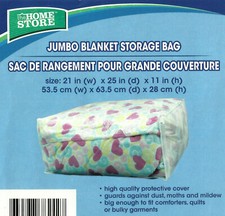 Large BLANKET Bedding Zipper STORAGE BAG clear Plastic 21"x25"x11" comforter