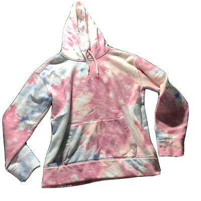 Hollister SMALL Hooded Sweatshirt Blue Pink Tie Dye Kangaroo Pouch  Drawstring