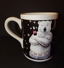 Gibson Coca Cola White Mug Polar Bear 1996 Jeans Black Gold Stars Original VTG