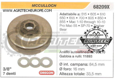 Pignone Campana Frizione Per Motosega McCulloch Promac 55 – 7 Denti 3/8 – Originale (ex Oregon) - Foto 4