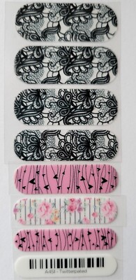 Jamberry Nail Wraps Custom Mixed Mani ~ Lacy Flowery Hearts