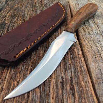 PA7992 Slim Skinner Patch Knife Stainless Blade Wood Handle Leather Sheath