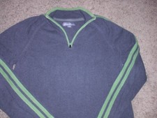 EDDIE BAUER gray cotton 1/4 zip neck pullover Sweater men's LT TALL