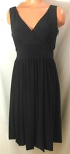 Ann Taylor Dress 6 Black Knee Length Empire Waist V-Neck Balloon Skirt NWT $89