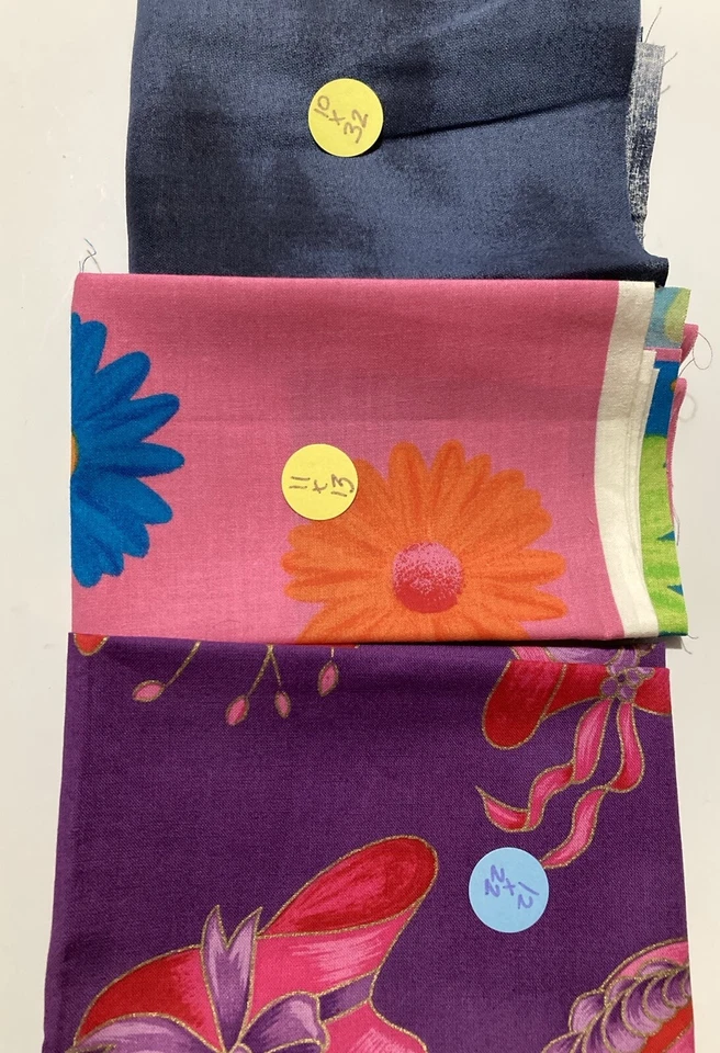 Lote de 14 restos de tela brillantes florales Calico gatitos patos tonal ruta 66 sombrero rojo Foto 2 de 4