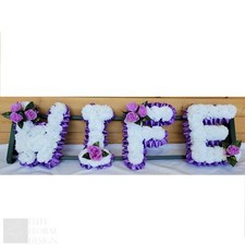 WIFE Funeral Flowers Artificial Tribute Wreath Silk Memorial Any 4 Letters