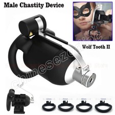 Male Chastity Device Resin Cuspid Teeth Cage for Men Enclosed Locks Belt
