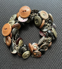 Handmade Button Bracelet Brown / Tan  Tones m...