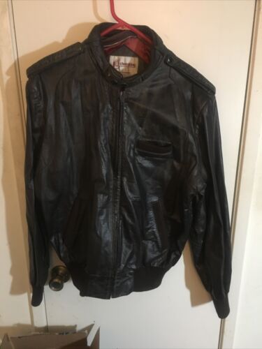 Genuine Leather Size 44 Chest Chessking 880 Vintage Jacket Dark Brown Zippered - Picture 1 of 6