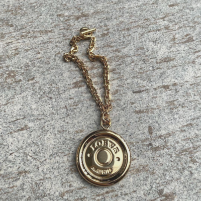 LOEWE Logo Coin Motif Gold Tone Key Ring Holder Bag Charm | eBay