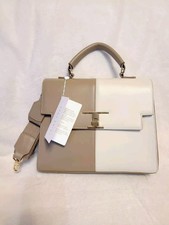 Trina  Turk Morroco Women Hand Bag Crossbody  Two Toned White And Taupe  New Nwt