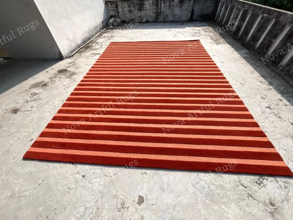 Hand-Tufted Wool Rug 9×12 ft - Nordic Knots Burgundy  Design, Handmade Area Rug - Image 3 of 4