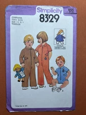 Vintage 70s Simplicity 8329 Paddington Bear Toddlers Jumpsuit Pattern Sz 1/2-1