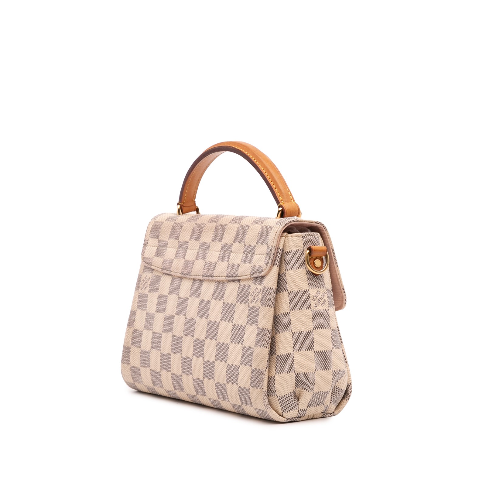 Authenticated Louis Vuitton Damier Azur Croisette White Canvas Satchel