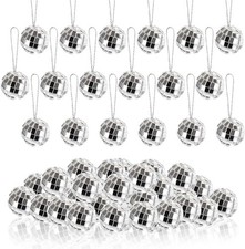 0.78in Mini Disco Ball Hanging Ornament,36pcs Silver Mirror Disco Ball Hanging