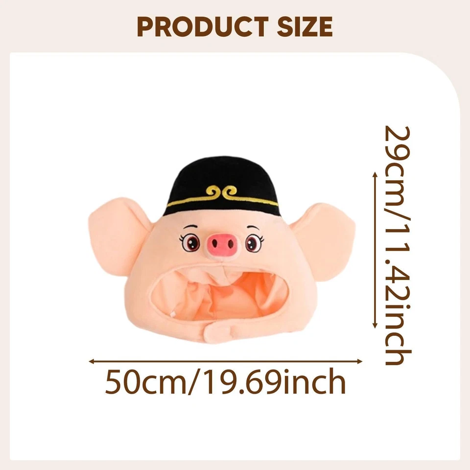 Plush Pig Hat Cozy Cosplay Animal Costume Hat for Party Christmas Masquerade - Image 2 of 4