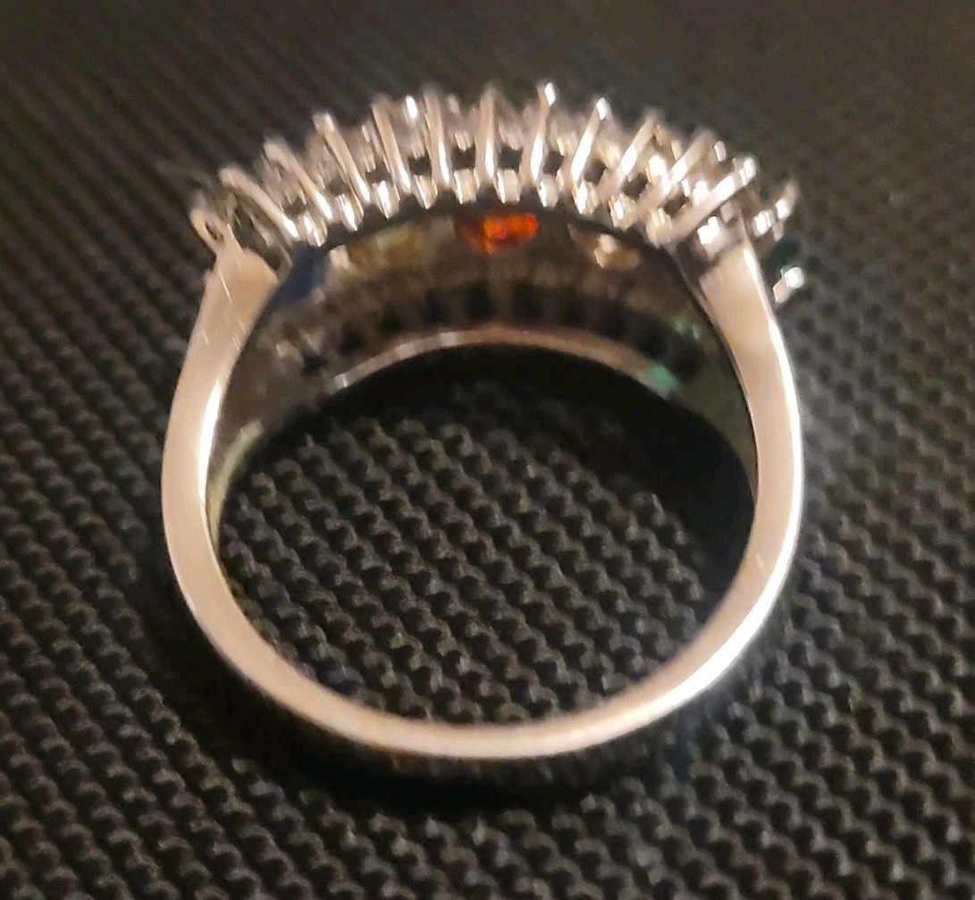 Stunning Silver toned  Multi Colored Stone Ring S… - image 2