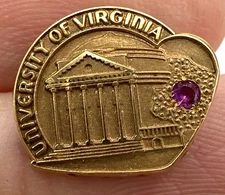 University of Virginia 10k Gold Filled Service Award Pin Ruby Vintage