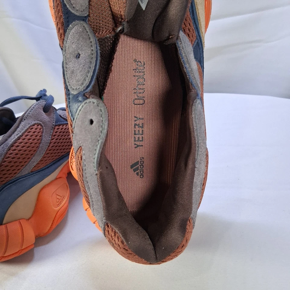 阿迪达斯Yeezy 500 Enflame 10码蓝色棕褐色橙色运动鞋无盒 — 第 4/4 张图片