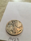 1942 d walking liberty half dollar g/vg