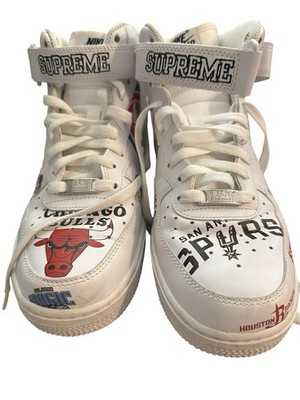 Nike Supreme Air Force 1 Mid NBA Multicolor Logo Leather Mid Top