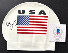 LILLY KING SIGNED USA SWIM CAP TYR 2016 RIO OLYMPICS SWIMMING GOLD INDIANA BAS