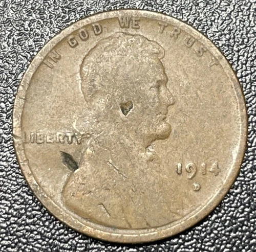 1914-D Lincoln Wheat Cent 1c VG Details Very Good Damaged Key Date
