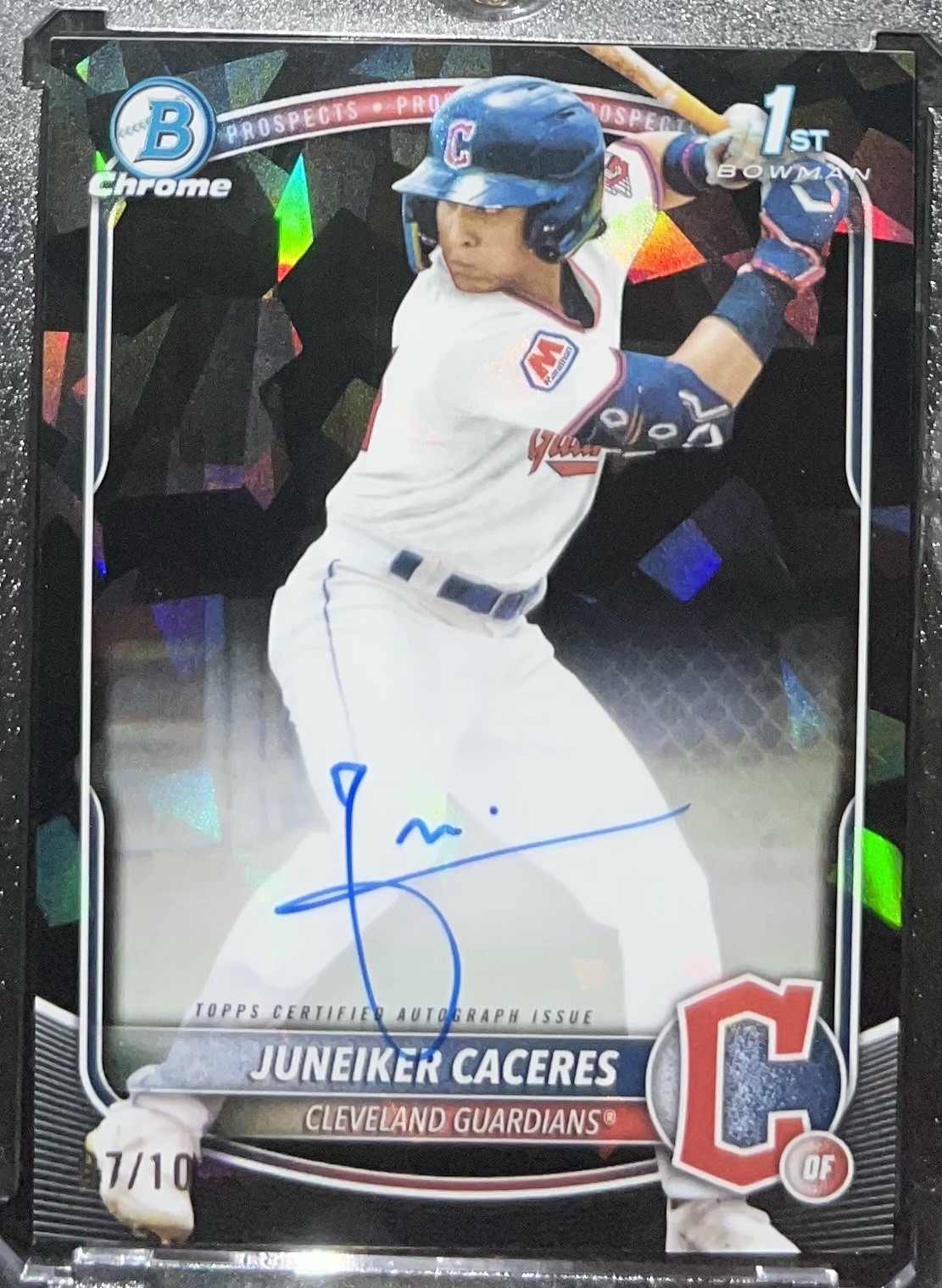 2025 Bowman Chrome Sapphire Juneiker Caceres 1st Auto Black /10