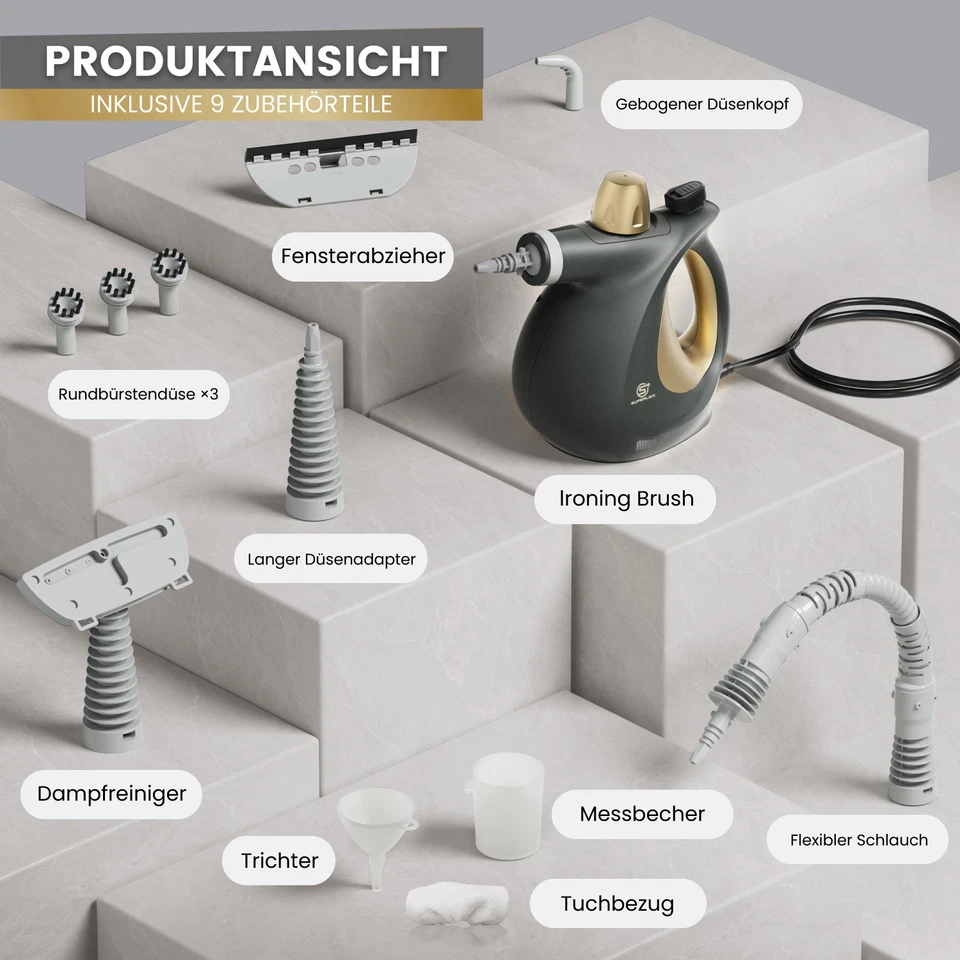 SUPERLEX Handdampfreiniger Dampfreiniger Handgerät 9 teilig ,Hochdruckreiniger - Bild 4 von 4