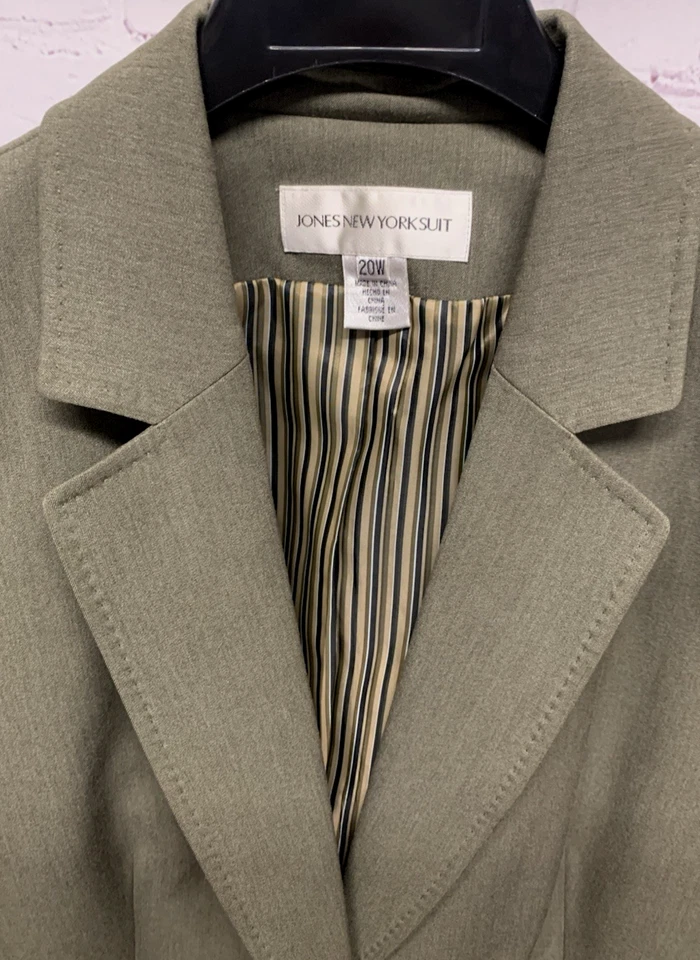 Jones New York 20W Talla Grande Blazer Chaqueta Traje Separado Verde/Gris Sólido Foto 3 de 4