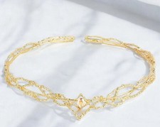 Women Alloy Rhinestone Fairy Crown for Carnival Fancy Dress Gold Champagne