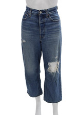 Levis Womens Cropped Wide Leg Jeans Blue Mid Rise Size 27