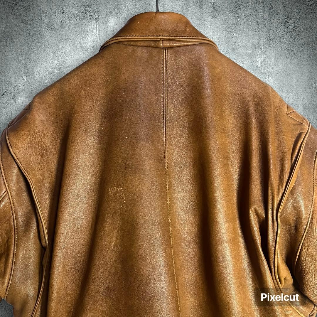 A2 Map Pattern Flight Jacket L Sheep Leather Agin… - image 7