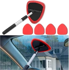 Windshield Cleaner Tool - Portable Car Interior Window Cleaning Kit with Extenda