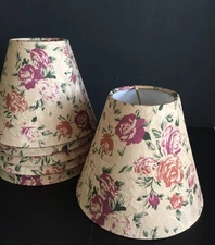 Six Mini Floral Wall Sconce/Chandelier Lampshades with Clip on Fitter 6 x 5 x 3