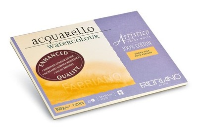 20 Sheets Fabriano Artistico Acquarello Extra White Cold Pressed 23x30.5 cm