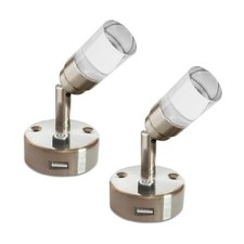 12V LED Reading Lights with USB Charger RV Nickel, Warm White, with USB