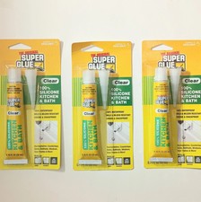 Super Glue Clear 100% Silicone Kitchen & Bath .75 fl oz 3 tubes